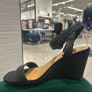 Nine West Black Woven Wedges